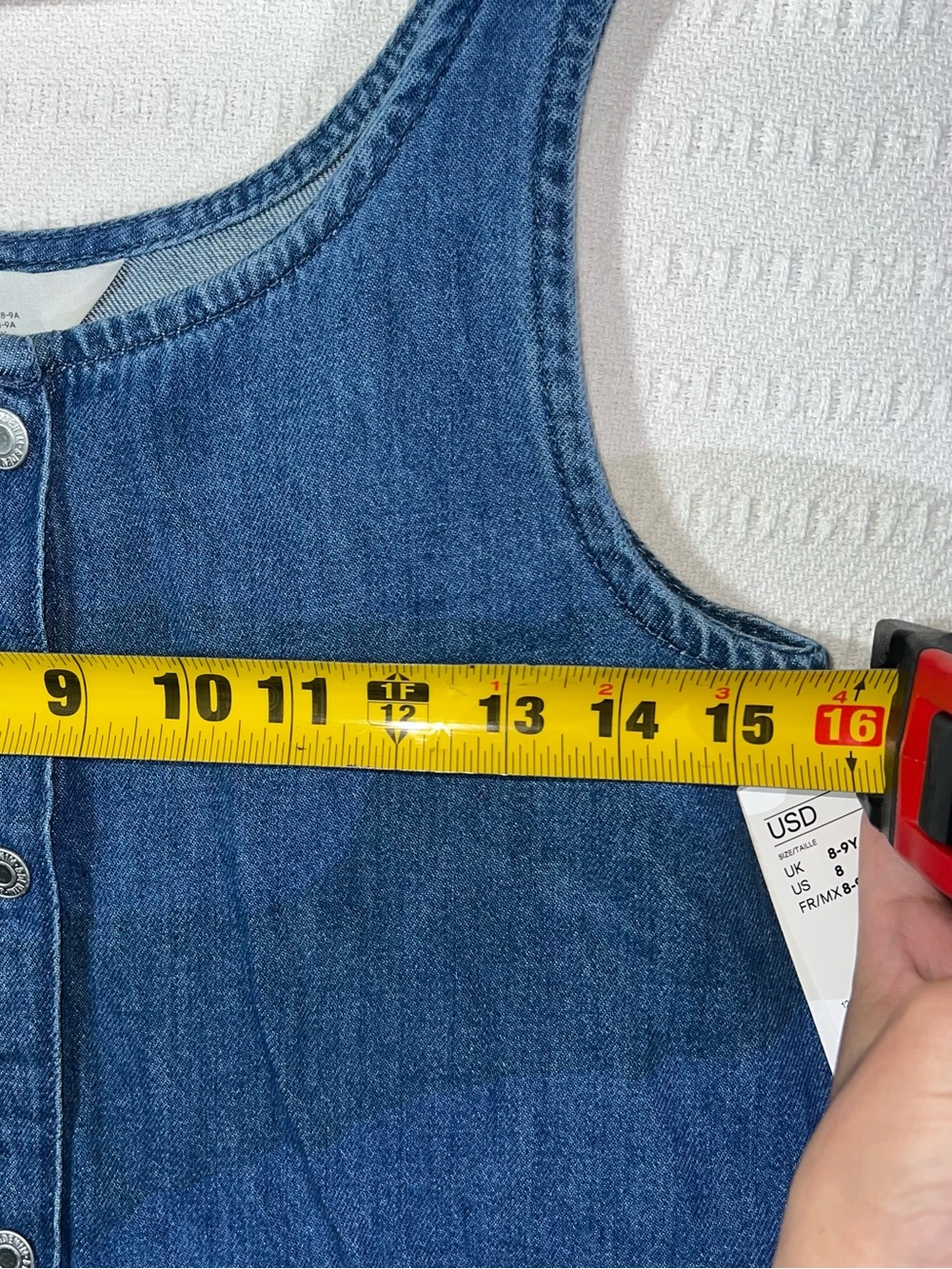 H&M Girls Denim Overall Dress Size 8Y Kids Hearts Vacation Trip Summer NWT - Picture 6 of 7